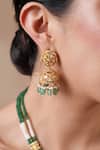 Shop_Ekathva Jaipur_Emerald Green Moissanite Polki Necklace Set _at_Aza_Fashions