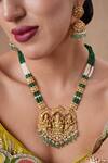 Buy_Ekathva Jaipur_Emerald Green Moissanite Polki Necklace Set _at_Aza_Fashions