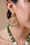 Shop_Ekathva Jaipur_Emerald Green Moissanite Polki Pendant Necklace Set _at_Aza_Fashions