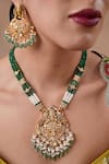 Buy_Ekathva Jaipur_Emerald Green Moissanite Polki Pendant Necklace Set _at_Aza_Fashions