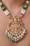 Ekathva Jaipur_Emerald Green Moissanite Polki Pendant Necklace Set _Online_at_Aza_Fashions