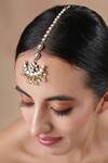 Shop_Ekathva Jaipur_Green Moissanite Polki Chand Maangtikka _at_Aza_Fashions