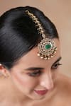 Buy_Ekathva Jaipur_Green Moissanite Polki Embellished Maangtikka _at_Aza_Fashions