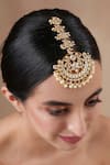 Buy_Ekathva Jaipur_Gold Plated Kundan Pearl Embellished Maangtikka _at_Aza_Fashions