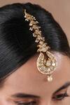 Shop_Ekathva Jaipur_Gold Plated Moissanite Polki Embellished Maangtikka _at_Aza_Fashions