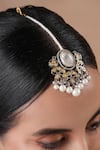 Shop_Ekathva Jaipur_Gold Plated Stones Pearl And Maangtikka _at_Aza_Fashions