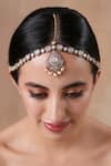 Buy_Ekathva Jaipur_Gold Plated Polki Victorian Embellished Mathapatti _at_Aza_Fashions
