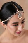 Shop_Ekathva Jaipur_Gold Plated Polki Victorian Embellished Mathapatti _at_Aza_Fashions
