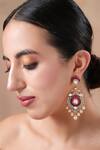 Buy Ekathva Jaipur Pink Beads, Zari Polki Drop Designer Earrings at Aza Fashions Buy_Ekathva Jaipur_Pink Beads, Zari Polki Drop Designer Earrings_at_Aza_Fashions