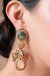 Shop Ekathva Jaipur Multi Color Stones Embellished Danglers at Aza Fashions Shop_Ekathva Jaipur_Multi Color Stones Embellished Danglers_at_Aza_Fashions
