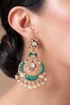 Shop Ekathva Jaipur Emerald Green Beads, Diamonds Polki Drop Earrings at Aza Fashions Shop_Ekathva Jaipur_Emerald Green Beads, Diamonds Polki Drop Earrings_at_Aza_Fashions