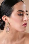 Buy_Ekathva Jaipur_Pink Stone Polki Embellished Earrings _at_Aza_Fashions
