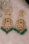 Buy Ekathva Jaipur Emerald Green Stones, Beads Studded Temple Earrings at Aza Fashions Buy_Ekathva Jaipur_Emerald Green Stones, Beads Studded Temple Earrings_at_Aza_Fashions