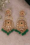 Shop Ekathva Jaipur Emerald Green Stones, Beads Studded Temple Earrings at Aza Fashions Shop_Ekathva Jaipur_Emerald Green Stones, Beads Studded Temple Earrings_at_Aza_Fashions
