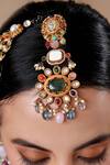 Shop_Ekathva Jaipur_Multi Color Stone Victorian Finish Maangtikka _at_Aza_Fashions
