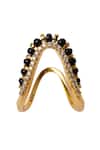 Shop_Sica Jewellery_Black Beads, Crystals Beaded Vanki Ring With Cubic Zirconia _at_Aza_Fashions