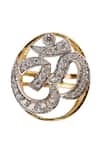 Buy_Sica Jewellery_Gold Plated Crystals Cubic Zirconia Om Ring _Online_at_Aza_Fashions