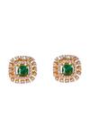 Shop_Sica Jewellery_Green Crystals, Stones Cubic Zirconia And Faux Emerald Quad Studs _at_Aza_Fashions