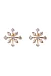 Shop_Sica Jewellery_White Crystals Cubic Zirconia Pushan Starlet Stud Earrings _at_Aza_Fashions