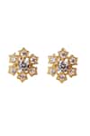 Shop_Sica Jewellery_White Crystals Floral Cubic Zirconia Stud Earrings _at_Aza_Fashions