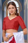 Buy Samyukta Singhania Red Silk V-neck Half Sleeve Blouse Buy_Samyukta Singhania_Red Silk V-neck Half Sleeve Blouse