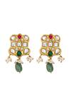 Sangeeta Boochra_Multi Color Stones, Zari Gold Plated Kundan Earrings _Online_at_Aza_Fashions