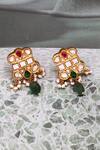 Buy_Sangeeta Boochra_Multi Color Stones, Zari Gold Plated Kundan Earrings _at_Aza_Fashions