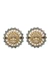 Sangeeta Boochra_Multi Color Zari Gold Tone Kundan Stud Earrings _Online_at_Aza_Fashions