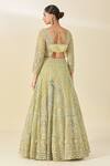 Shop_Azeera_Green Silk, Georgette, Chiffon, Net Sequins, Floral Embroidered Lehenga Set_at_Aza_Fashions