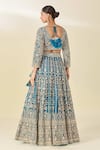 Shop_Azeera_Blue Silk, Chiffon Tassels V-neck Cutdana Embroidered Peacock Lehenga Set _at_Aza_Fashions