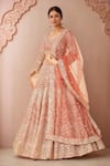 Buy_Azeera_Orange Embroidered Cutdana Leaf Lehenga Set _at_Aza_Fashions