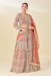 Azeera_Orange Embroidered Cutdana Leaf Lehenga Set _Online_at_Aza_Fashions