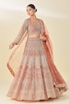 Buy_Azeera_Orange Embroidered Cutdana Leaf Lehenga Set _Online_at_Aza_Fashions