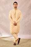 Buy_Masaba_Beige Viscose Sequins Floral Print Designer Kurta _at_Aza_Fashions