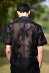 Shop_RAAS LIFE_Black Linen, Cotton Embroidery Floral Applique Shirt _at_Aza_Fashions