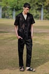 Buy_RAAS LIFE_Black Linen, Cotton Embroidery Floral Applique Shirt _at_Aza_Fashions