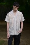 Raas Life_Cream Linen, Cotton Embroidery Floral Applique Shirt _Online_at_Aza_Fashions