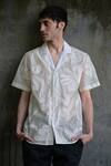 Buy_Raas Life_Cream Linen, Cotton Embroidery Floral Applique Shirt _Online_at_Aza_Fashions