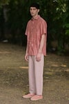 Shop_Raas Life_Pink Cotton, Silk Applique Flower Embroidered Shirt _at_Aza_Fashions