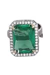 Shop_Moh-Maya by Disha Khatri_Emerald Green Crystals, Stones Cubic Zirconia Ring _at_Aza_Fashions