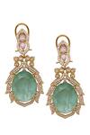 Moh-Maya By Disha Khatri_Green Stones, Crystals Gold Plated And Cubic Zirconia Jewelry Set _at_Aza_Fashions