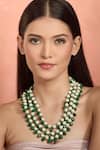Buy_Moh-Maya by Disha Khatri_Green Layered Necklace With Agate Beads _at_Aza_Fashions
