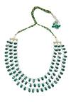 Shop_Moh-Maya by Disha Khatri_Green Layered Necklace With Agate Beads _at_Aza_Fashions