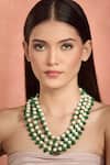 Moh-Maya by Disha Khatri_Green Layered Necklace With Agate Beads _at_Aza_Fashions
