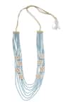 Shop_Moh-Maya By Disha Khatri_Blue Layered Moissanite Polki Necklace _at_Aza_Fashions