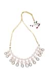 Moh-Maya by Disha Khatri_Gold Plated Metallic Thread, Zari Kundan Moissanite Leaf Necklace Set _at_Aza_Fashions