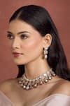 Buy_Moh-Maya by Disha Khatri_Gold Plated Metallic Thread, Zari Kundan Moissanite Leaf Necklace Set 