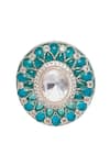 Shop_Moh-Maya by Disha Khatri_Green Cut Work Gold Plated Kundan Stud Earrings _at_Aza_Fashions