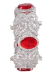 Moh-Maya By Disha Khatri_Red Stones Silver Plated Floral Carved Bracelet _at_Aza_Fashions