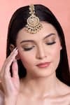 Buy_Moh-Maya By Disha Khatri_Gold Plated Moissanite Pearl Maangtikka _at_Aza_Fashions